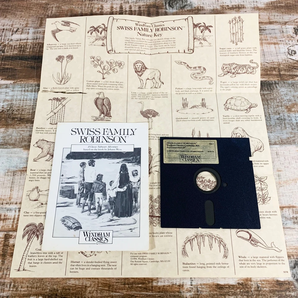 SWISS FAMILY ROBINSON (Commodore 64) 5.25" Disk w/ Manual and Poster - Image 1 of 1
