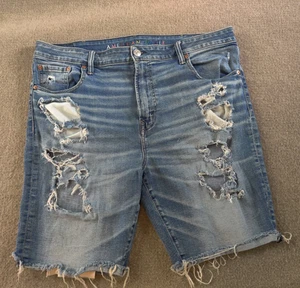 American Eagle Jeansshorts 40x9 Herren Cut-Off Airflex Distressed Raw Hem Denim - Bild 1 von 10