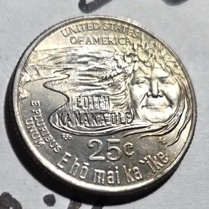 2023-D EDITH KANAKAOLE AMERICAN WOMAN UNCIRCULATED QUARTER - Bild 1 von 4