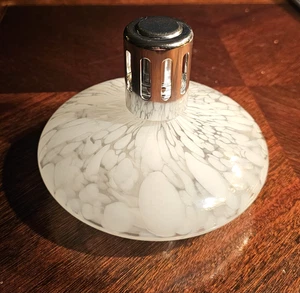 Lampair Hand Blown Glass Oil Lamp Aroma Diffuser White Confetti Silver Top Wick - Picture 1 of 7
