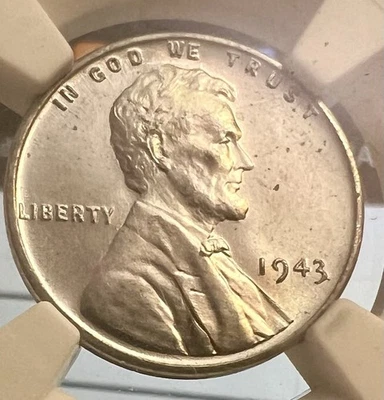 1943 Steel Penny Cent Wheat 1C NGC MS 65 - Image 1 of 3