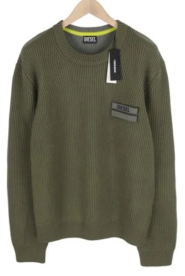 DIESEL K-Birmin Men Men Jumper 2XL Khaki Pullover Crew Neck Knit Wool Stretch - Image 1 of 4