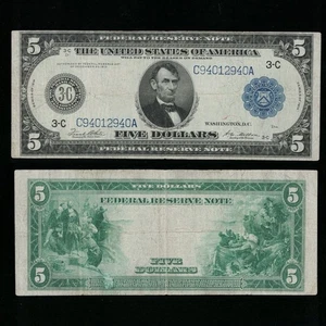 SC 1914 $5 Philadelphia, PA Federal Reserve Note FRN (940A) - Picture 1 of 4