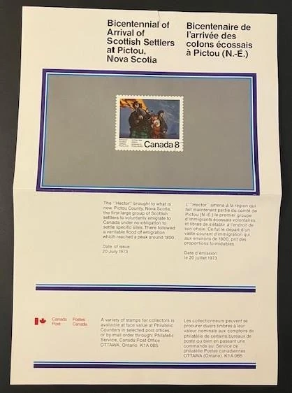 Canada post office new issue poster Scottish Settlers 1973   [ 746 - Image 1 of 1