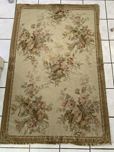 Antique French Aubusson Wool Rug Tapestry Hand Knotted Needlepoint 4’x6’ - Picture 1 of 16