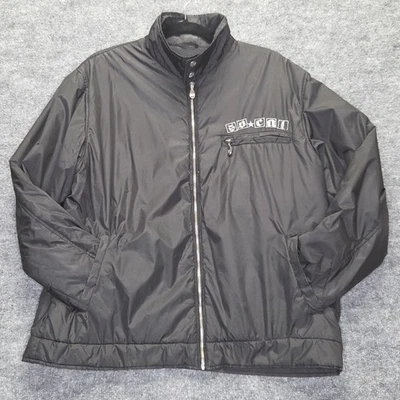 Chaqueta No Fear Para Hombre Pequeña Negra Cremallera Completa Puffer Estrella Botón Bolsillos Monopatín Foto 1 de 4