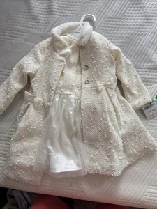 Nannette kids 2 piece set! white dress with overcoat- formal wear 2T - Picture 1 of 2