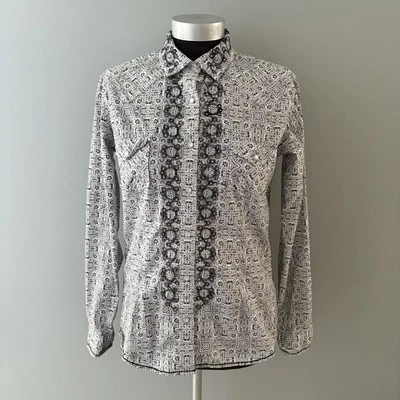 Panhandle Roughstock Shirt Womens Medium Black White Western Pearl Snap Rodeo - Image 1 of 4