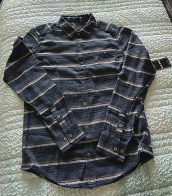 BURNSIDE*Camisa de manga larga para hombre S*Franela*Rayas*Gris*Algodón/Poliéster*F02188* Foto 1 de 4