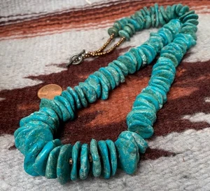 Collar de cuentas disco turquesa bloque de aspecto audaz (reconstituir)/24"/(g264b-w6.) - Imagen 1 de 2