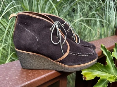 Botines de gamuza marrón con cuña Olukai Wali zapatos con cordones talla 8/38 Foto 1 de 4