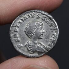 Geta Denarius Ancient Roman Empire Silver AR Coin Very Fine Condition