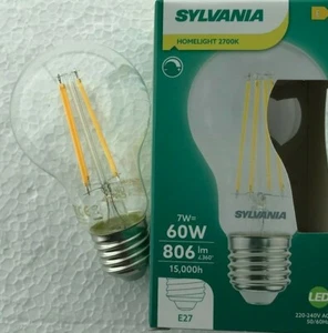 6x Sylvania LED GLS Filament Clear Dimmable 7W 2700K ES E27 standard bulb 29313 - Picture 1 of 3