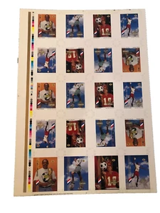 1994 UNCUT WORLD CUP SHEET 4 EACH JORDAN,GRETZKY,JACKSON,MONTANA & 1 GOLD EACH - Picture 1 of 3