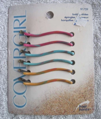 Alfileres para el cabello Goody Covergirl de metal epoxi ondulado Bobby Slide rosa amarillo azul Foto 1 de 4