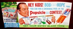 Vintage 1961 BOB HOPE POPSICLE STORE DISPLAY SIGN and GIFT LIST rare Mint poster - Bild 1 von 1