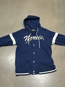 Nomis Snowboarding Button Down Long Sleeve Hoodie Size LT Blue - Picture 1 of 6