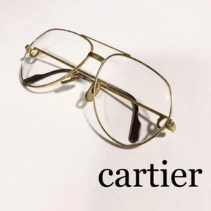 Cartier Trinity Eyeglasses Gold Frame Logo Temples Prescription Lens Rare JAPAN - Picture 1 of 12