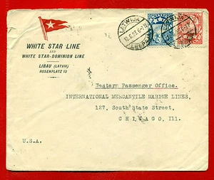 LATVIA LETTLAND USA 1923 LEEPAJA WHITE STAR LINE COVER 337 - Picture 1 of 2