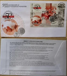 Trikot Briefmarken: "Jersey Finance - 50th Anniversary" £3 M/S Ersttagsbrief 2011 - Bild 1 von 3
