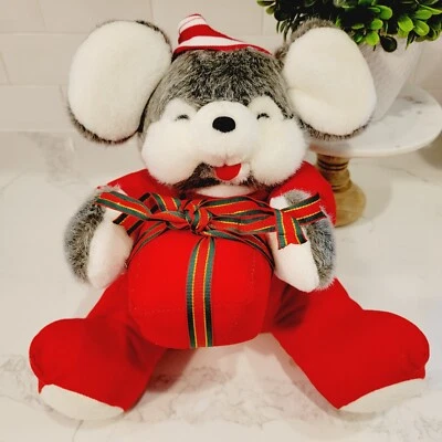 VINTAGE 1989 FIESTA CONCESSION Grey Christmas Mouse Style # XS1774 Stuffed Toy - Image 1 of 4
