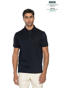 450$ ISAIA NAPOLI "Iconico" Blue Navy Polo Short Sleeve Cotton Hand-Sewn - Picture 1 of 5
