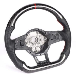 Carbon Fiber Leather Steering Wheel Red Stitching For Golf 7 MK7 7.5 R GTI - Bild 1 von 1
