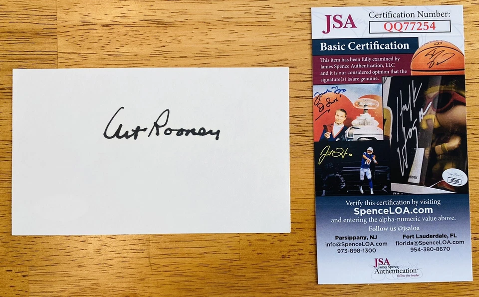 Art Rooney Signed Autographed 3x5 Card JSA Certified Pittsburgh Steelers Owner - Image 1 of 1