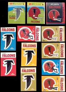 1980-88 Fleer Action ATLANTA FALCONS Helm und Logo Sticker Set Lot - Bild 1 von 1