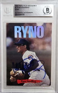 1993 Triple Play Ryne Sandberg Signed Nicknames Ryno Autograph Card BGS BAS Cubs - Picture 1 of 2