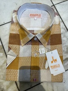 NWT INSERCH Mens Short Sleeve New Multi Color Plaid Shirt 100% Linen Size 4XL - Picture 1 of 7