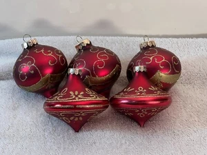 Addobbi natalizi set 5 bicchieri rossi con glitter oro UFO e mongolfiera - Foto 1 di 5