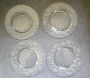 4 Vintage Fostoria Rogene Etch Crystal Dessert Salad Plates 7 3/8" POPPY PATTERN - Picture 1 of 12