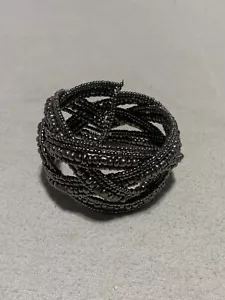 Woven Metal Bangle Bangle Bracelet Fashion Costume Jewelry Beaded - Picture 1 of 3