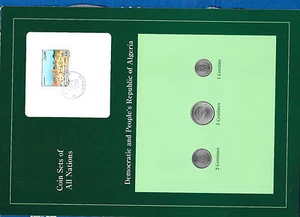 Coin Sets of All Nations Algeria UNC 1, 2 Centimes 1964 5 Centimes 1977 - Picture 1 of 2