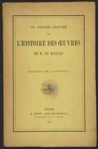 Un dernier chapitre de l'histoire des oeuvres de H de Balzac 1880 C de Lovenjoul - Picture 1 of 1