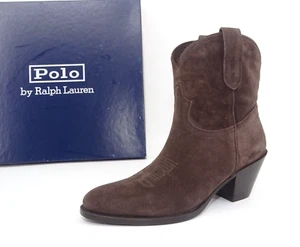 POLO RALPH LAUREN STIVALI MID COWBOY-BIKER stivaletti marroni taglia 38,5 - Foto 1 di 17