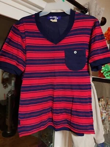 Junya Watanabe Comme des Garcons Striped Pocket Tee Shirt 2013 Red Navy Sz S - Picture 1 of 6