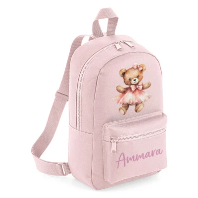 GROOVY INKS LTD Personalisierter Mini-Rucksack Bär Ballett Schulanfang Kinder individuell Kindergartentasche