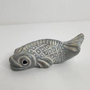 Isabel Bloom Koi Fish Sculpture Figurine Pale Green Gray Body Black Eyes Signed - Picture 1 of 7