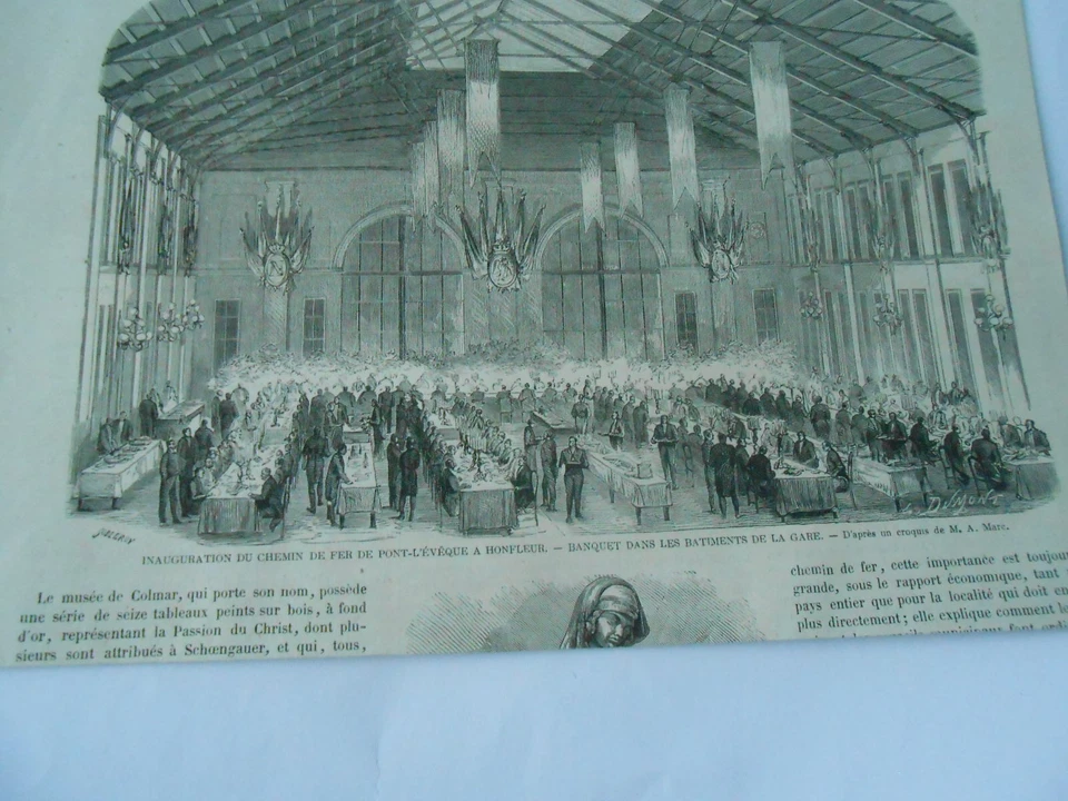 Gravure 19èm - Inauguration du chemin de fer de Mont L'évêque à Honfleur - Photo 1/1