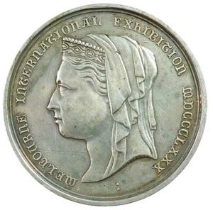 1880 Australia Queen Victoria MELBOURNE INTERNATIONAL EXHIBITION silver 51mm - Picture 1 of 2