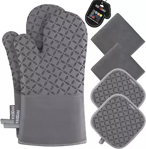 Oven Mitts and Pot Holders 6Pcs Set, Kitchen Oven Glove High Heat Resistant - Picture 1 of 12