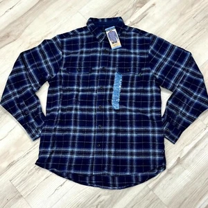 Woolrich Brawny Flanellhemd Herren Large blau ombre kariert Langarm Knopfleiste - Bild 1 von 12