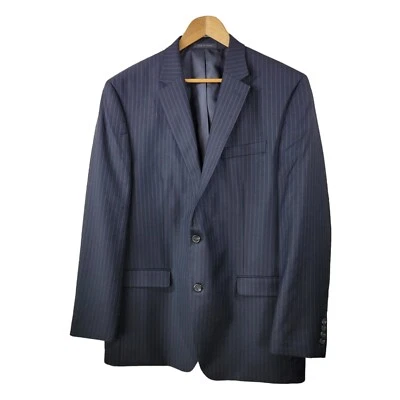 CHAPS Ralph Lauren 44 L Men's 100% Wool Knit Blazer Sport Coat Jacket Pinstripe  - Image 1 of 4