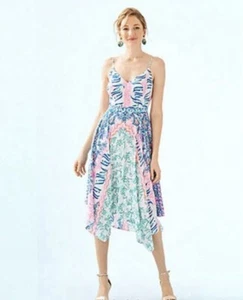 Lilly Pulitzer Harmonee Midi Dress Women's Size 10 Pink Blue Spaghetti Straps - Picture 1 of 21