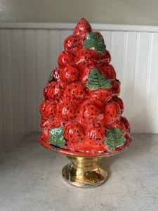 Vintage italienisches Capodimonte Erdbeere Topiary Herzstück Keramik MCM Sommer Italien - Bild 1 von 16