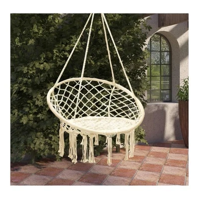 Columpio colgante silla hamaca (diseño macramé) - asiento interior exterior Foto 1 de 4