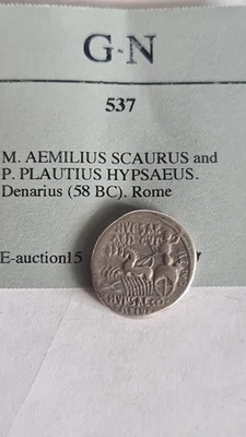 M Aemilius Scaurus and P Hypsaeus 58 BC SILVER AR Camel Denarius - Image 1 of 2