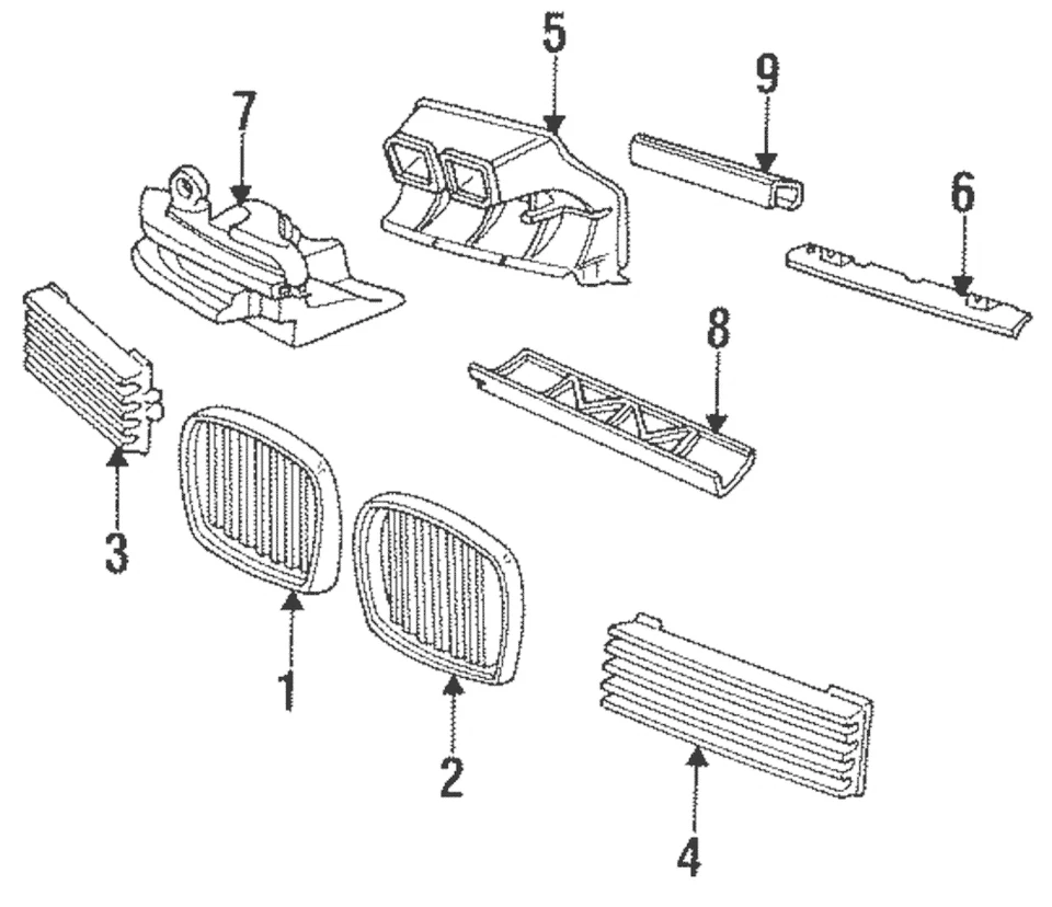 Par de rejillas de entrada de aire para parachoques delantero originales BMW E31 840Ci 850i 850 Ci 850 CSi Foto 1 de 1
